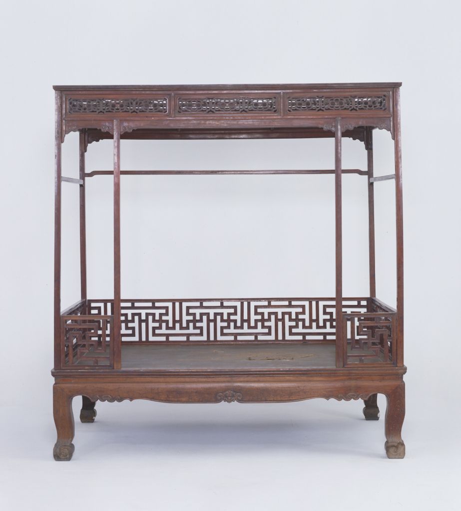 图片[1]-Huanghuali six-column rack bed-China Archive